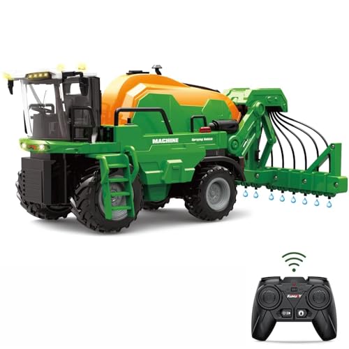 fisca 6 Kanälen Ferngesteuerter Auto Bauernhof Spielzeug 2.4Ghz 1:24 Proportional RC Spritzen Fahrzeug Traktor für Kinder mit Licht & Sound,Kleinkinder Bauernhof LKW Geschenk für Kinder ab 3 Jahren