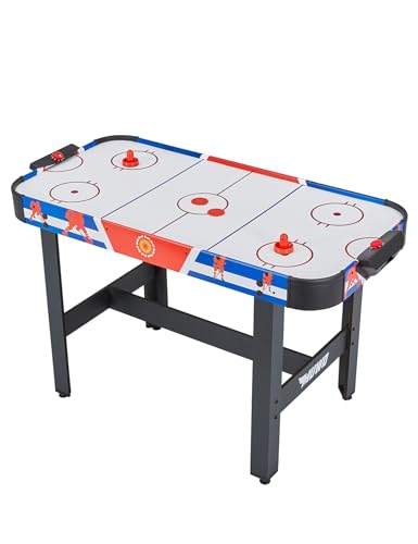 MUWO Air Hockey Tisch 122x61x79 cm, Torzähler, inklusive 2 Pucks und 2 Pusher, Harte, robuste Kunststoffbanden (Game on)