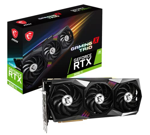 MSI GeForce RTX 3090 Ti GAMING TRIO 24G Gaming-Grafikkarte — 24 GB GDDR6X, 1860 MHz, PCI Express Gen 4, 384 Bit, 3 x DP v 1,4 a, HDMI 2.1 (unterstützt 4K & 8K HDR)