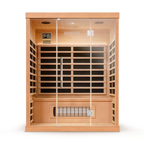 di volio Infrarotsauna Kuhmo III, Infrarotkabine für 3 Personen, Vollspektrumstrahler, LED-Farblichttherapie & Ionisator, aus Holz, 150x110x189 cm, (3-Personen)