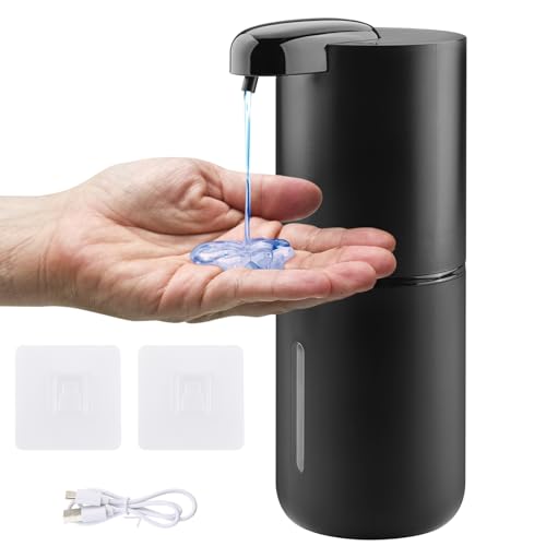 Foydream Seifenspender Automatisch, 380 ML Elektrischer Gel Seifenspender mit Sensor,USB Wiederaufladbar Berührungsloses Seifenspender für Bad,Küche,Büro Schwarz