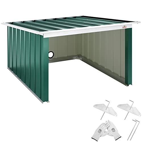 Gardebruk® Mähroboter Garage 89x90x54cm Pultdach Metall Wetterbeständig Dach klappbar 4X Erdanker Carport Regenschutz Rasenroboter Grün