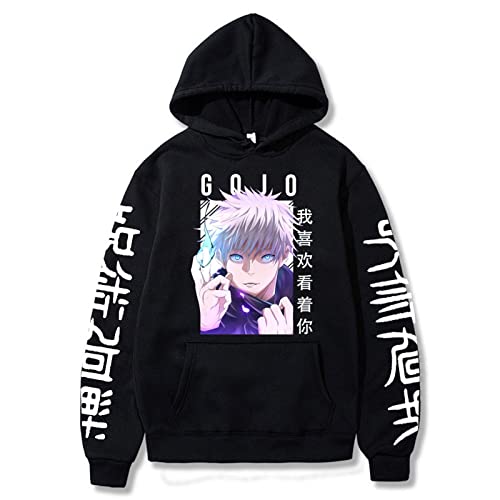 zhedu Japan Anime Satoru Hoodies Sweatshirt Lässiger Cartoon Pullover Druck Lose Langarm Herren Hoodie Streetwear (XL,Color 01)