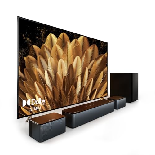 ULTIMEA 5.1 Soundbar mit Dolby Atmos, 3D Surround Sound System, Soundbar für TV Geräte mit Subwoofer, 2 Rear-Lautsprechern, Soundbar Bluetooth 5.3 mit Einstellbarem Bass, Poseidon D60