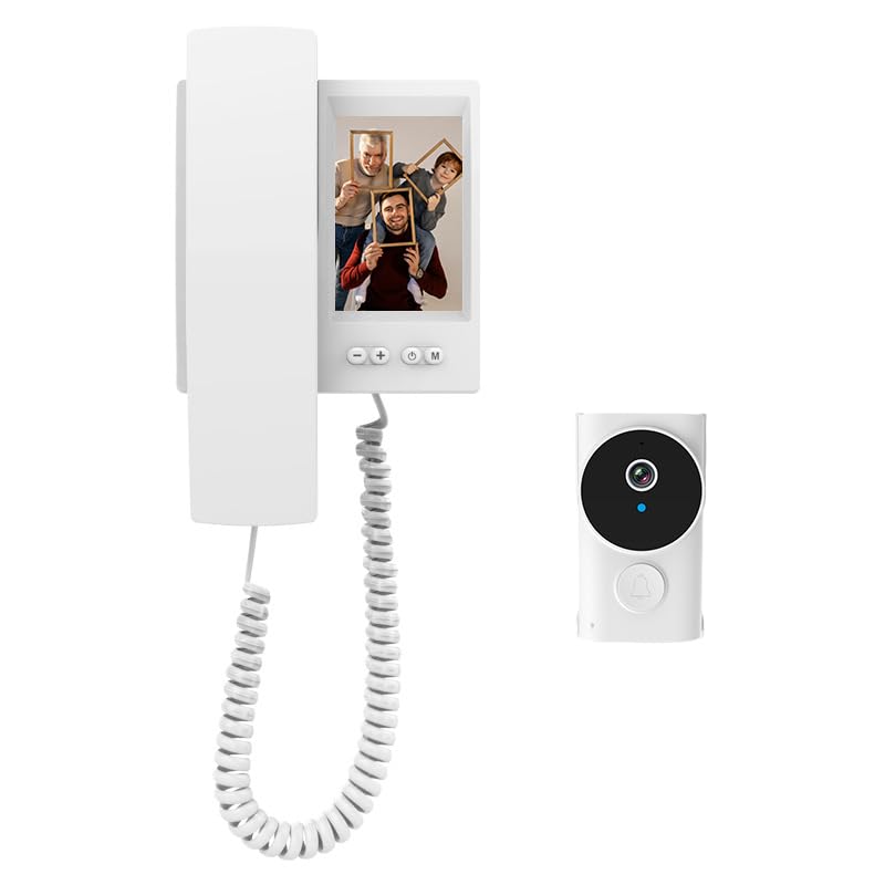 TKMARS Video Türklingel Kamera mit Monitor, Kabellose Türklingel Funk Gegensprechanlage mit Bildschirm, Video Türtelefon mit Infrarot-Nachtsicht, 6 Klingeltonoptionen, Ohne App/WLAN/ABO