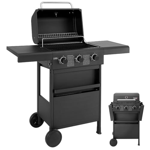 TAINO COMPACT Gasgrill Grillwagen Griller BBQ Edelstahl-Brenner Gas-Grill schwarz Balkon City (3+0, Schwarz)