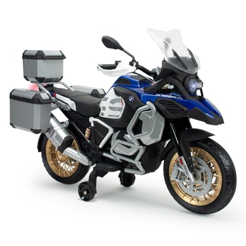 Elektromotorrad für Kinder von 3-6 Jahren, BMW R1250 GS Adventure, 12 V, Elektromotorrad für Kinder, mit Koffern, Gasgriff, Lichtern und Geräuschen, Trainingsrädern, 6 km/h. INJUSA