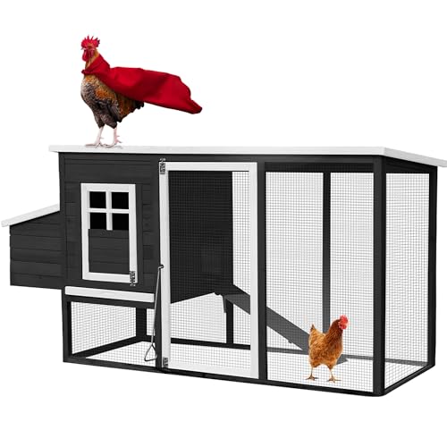 Miweba MyAnimal Hühnerstall MH-04 | 174x76x103 cm - Für 4 Hühner mit Eiablage - Nistkasten - Kleintierkäfig Winterfest - Freilaufgehege - Käfig - Hühnerhaus - Vogelkäfig - Voliere (Grau)