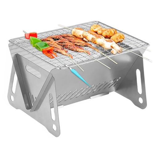 Grill Klappgrill Campinggrill, Barbecue Tragbarer BBQ Kohle Smoker Grill für Kochen Camping Wandern Picknick, Picknickgrill Holzkohlegrill