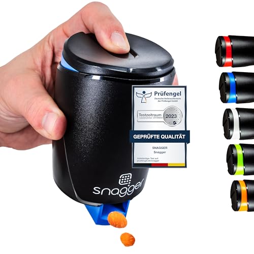 snagger - Der Snackspender // saubere Hände beim Snacken // geeignet für Erdnüsse, NicNacs, UVM // Männer Gamer Geschenk // Made in Germany (schwarz-blau)