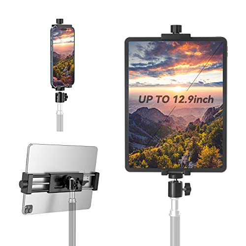 KDD Tablet Stativ Adapter, iPad Stativhalterung Adapter 360° Drehbarer, Handy Tablet Halterung Ständer Adapter für iPad Pro 12.9, iPad Air 2 3 4, iPad Mini, Galaxy Tab, Surface Pro, iPhone 4'-15'