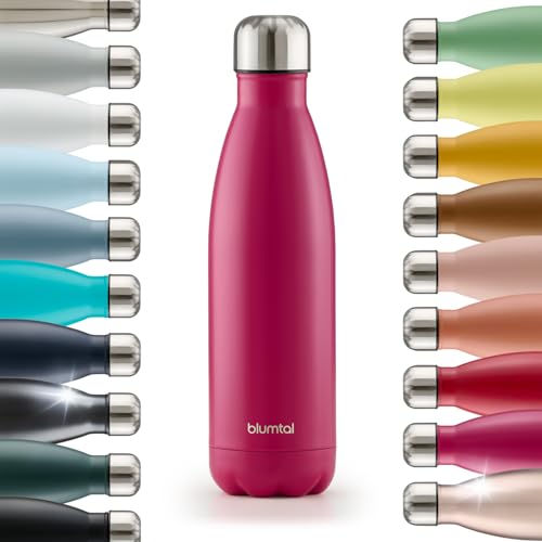 Blumtal® Trinkflasche Edelstahl Charles - Thermosflasche 1000 ml - BPA-freie Thermo Trinkflasche kalt&warm - auslaufsichere Trinkflasche - Stainless Steel Water Bottle - Flasche Metall - Berry - Pink