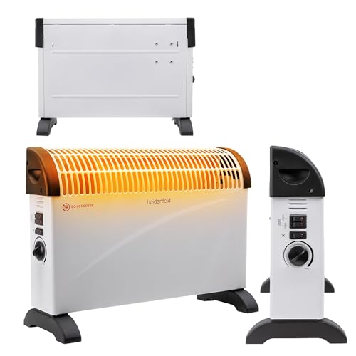Heidenfeld elektrische Konvektorheizung HL200 | 3 Jahre Garantie - 2000 Watt - Konvektor - Thermostat - Frostwächter - Elektroheizung - Heizung - Heizlüfter - Bis 25 m² (Mit Turbo, ohne Timer)