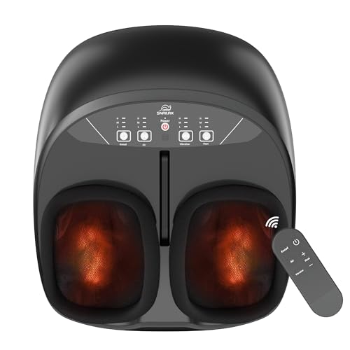 Snailax Fußmassagegerät mit Wärme, Shiatsu-Fussmassagegerät elektrisch mit Kneten Kompression Vibration Rollen, Massage für Fuß, Fußwärmer mit Fernbedienung, Geschenke für Frauen/Männer