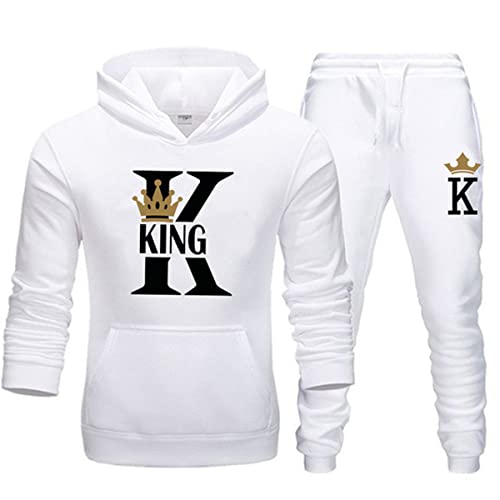 EGSDMNVSQ Pärchen Hoodie Set King Queen Pullover mit Taschen 2-teilig Kapuzenpullover Kapuzenpulli + Jogginganzug Freizeitanzug