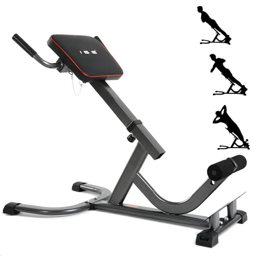 ISE Multifunktionale Roman Chair Rückentrainer, Rückenstrecker, Faltbare Hyperextensionsbank, Hyperextension Rückentrainer, Höhenverstellbar klappbares Fitnessgerät für Zuhause