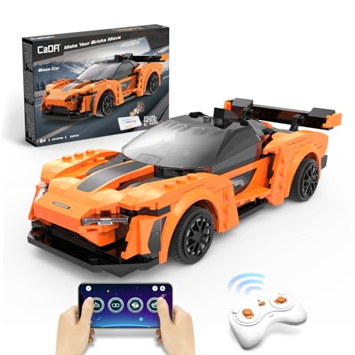 CaDA Ferngesteuertes Auto Klemmbausteine Dual Control 295Pcs Blaze C51075W Rc Auto Bausteine Set Spielzeug ab 3 Jahre，STEM Auto Spielzeug Klemmbausteine