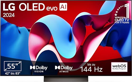 LG OLED55C47LA TV 55' (139 cm) OLED evo Fernseher (α9 Gen7 4K AI-Prozessor, webOS 24, Dolby Vision, bis zu 120Hz) [Modelljahr 2024]