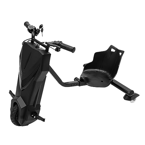 GMSLuu Kinder Drift Trike Scooter Dreirad 360° Elektro Roller mit Sattel 250W für Kinder und Erwachsene Reisen im Freien Schwarz