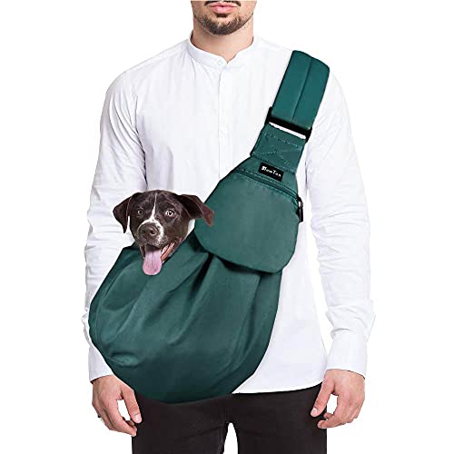 SlowTon Hundetragetasche, Haustier Hand Schleuderträger Schultertasche Verstellbare Gepolsterte Schultergurt mit Fronttasche Tragetuch Hund für Spaziergang Aktivitäten im Freien und Ausflüge