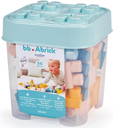 Ecoiffier Spielzeug - 7916 - Meine ersten Bausteine - BB Abrick - Lernspiel - 50 Teile - Ab 12 Monaten - Herkunft Frankreich garantiert