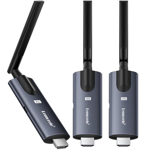 Wireless HDMI Transmitter and 2 Receiver, Lemorele 1080P HDMI Funkübertragung Supports 1 Transmitter zu 4 Empfänger Max Streaming Video für Laptop, Camera, TV Box zu HDTV, Monitor,Projektor