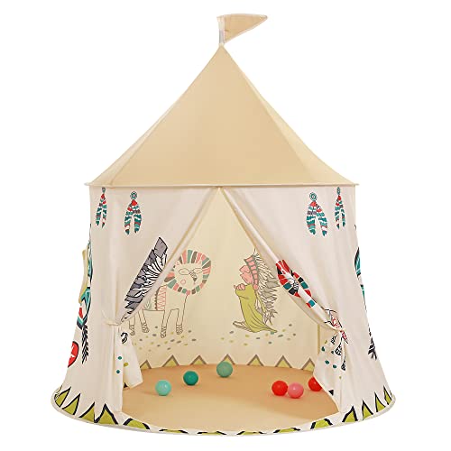 Spielzelt für Kleinkinder, Prinzessin Prinz Schlosszelt, tragbares Pop-up Indianerzelt, Tipi, EN71-zertifiziert, Spielhaus für innen und außen, mit Tragetasche, Geschenk für Kinder