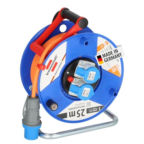 Brennenstuhl CEE 230V Camping-Kabeltrommel (25m H07RN-F 3G2,5 Kabel in orange, Kabeltrommel mit 2 CEE-Steckdosen, für den ständigen Einsatz im Außenbereich IP44, Made in Germany)