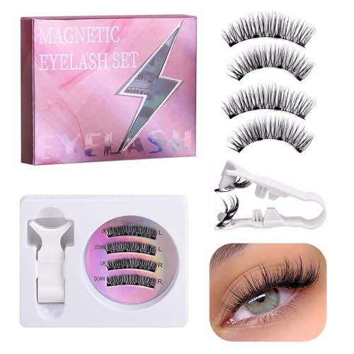 Magnetische Wimpern, Magnet Wimpern, Langlebige Wimpern Magnetisch, Wiederverwendung Magnetwimpern ohne Eyeliner Magnetische Wimpern, Magnetwimpern, Magnet Wimpern Natürlicher Look