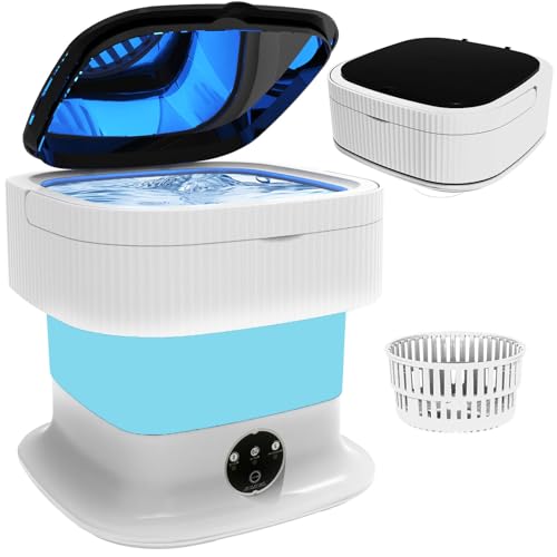 Mini Waschmaschine,13L 2kg 2 in 1 Camping Waschmaschine, Klein WaschmaschineTiefenreinigung von Unterwäsche, Babykleidung, Socken, Handtücher, Washing Machine Small für Hotel, Wohnungen, RV, Blau