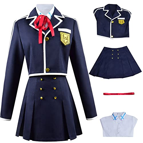 MengXin Sword Art Online Yuuki Asuna Cosplay Kostüm Schuluniform Kleid Halloween personalisiert (XS, blau)