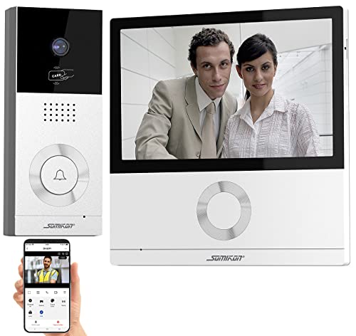Somikon Video Sprechanlage: Full-HD-Video-Türsprechanlage mit 17,8-cm-Touchscreen (7'), WLAN, App (Video Türklingel, Gegensprechanlage, Türspion)