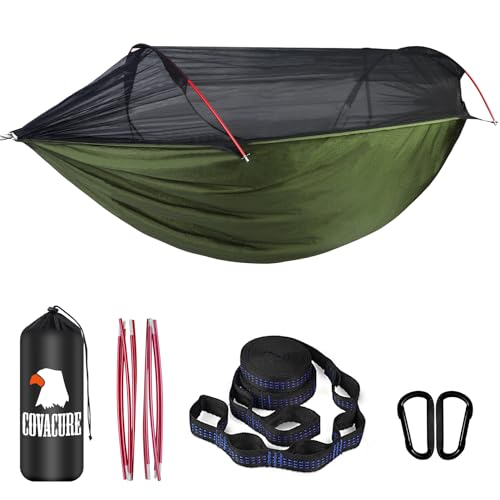 COVACURE Hängematte Outdoor Hängematte mit Moskitonetz - 200kg Belastbarkeit für 2 Personen 270 x 140 cm Ultraleicht Hammock Reise Gadgets für Camping Garten Survival Wander