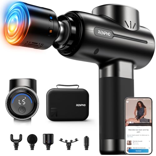 RENPHO Massagepistole mit Wärme und Kälte, Tragbare Percussion Massage Gun Muske Massagepistole mit App, Elektrische Handmassagepistole, Muskelmassagepistole für Männer und Frauen, Active+ Thermacool