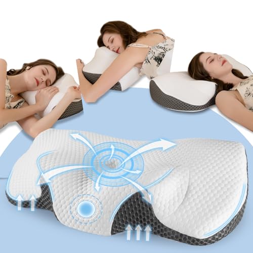 Nackenkissen Kopfkissen, Orthopädisches Kopfkissen Nackenschmerzen aus Memory Foam Pillow, Ergonomisches Kissen für optimale Unterstützung, Nackenstützkissen für Seiten Rückenschläfer & Bauchschläfer
