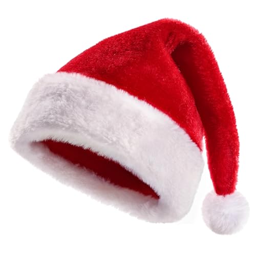 Sternhell Weihnachtsmütze, Nikolausmütze Erwachsene, Unisex Weihnachtsmann Mütze, weihnachtsmütze kinder, Rote Santa Mütze Bequemes Dicker mit dicker fellrand, Santa Clause Mütze für Weihnachtsfeier