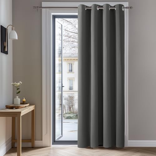 Deconovo Abdunklungsvorhang Lärmschutzvorhang Blickdichte Vorhänge Blickdicht Dicke Thermogardine Kälteschutz warm Hitzeschutz, 242x132 cm(HöhexBreite), Hellgrau, 1 Stück