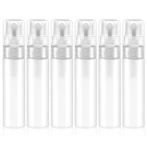 Mozeat Lens 6 Stück Mini Parfüm Nachfüllbar 5ml Parfümzerstäuber Leere Sprühflaschen Travel Spray Container Kunststoff Duft Pumpe Fall Tragbare Parfüm Sprühflasche für Reisen Ausgehen