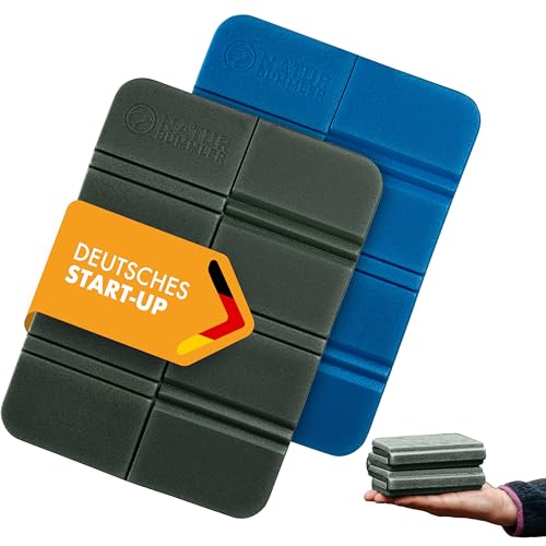 NATURBUMMLER® Sitzkissen Outdoor Faltbar [2er Set Thermo Komfort] wasserdicht & wetterfest – Sitzunterlage mit Tragetasche – Ultraleicht & kompakt für Camping, Wandern & Stadion