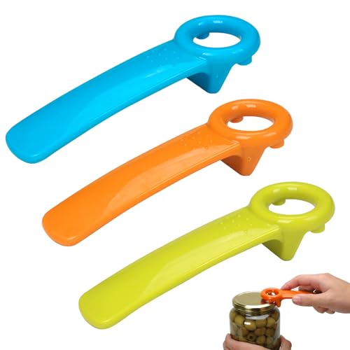 3 Stück Glasdeckelöffner,Deckelöffner für Schraubgläser,Schraubglasöffner, Manuell Bieröffner,Mühelos Glasdeckelöffner für Senioren Menschen Kinder Frauen Schwache Hände (Blau, Orange, Grün)