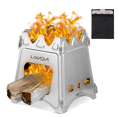 Lixada Campingkocher Holzofen Mini Holzvergaser Faltbar Tragbar Kompakt Hobo Kocher für Picknick BBQ Camping Wandern Reisen