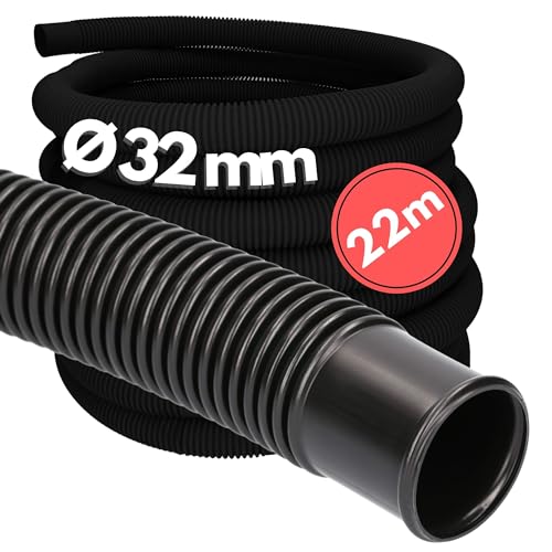 22 Meter Kalitec Poolschlauch 32mm, schwarz I Schwimmbadschlauch 32 mm I Schlauch Pool I Schlauch für Poolpumpe I flexibler Wasserschlauch I 32mm Pumpenschlauch I Formstabil und Trittfest