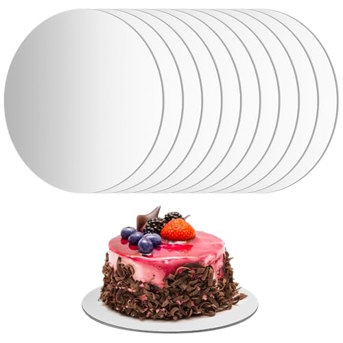 10 Stück Silber Cake Board 30 cm Rund Tortenboden, Tortenplatte, Tortenunterlage Cakeboard 30 cm Rund Kuchenplatte, Wiederverwendbar Torten Unterplatten für Kuchen Torten Transport(Silber)