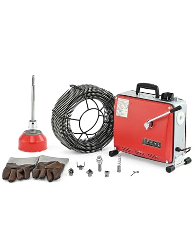 ZELCAN Rohrreinigungsmaschine Elektrisch 400W Kanalreinigungsmaschine mit 20M Spiralen Badewannenablauf-Reinigungswerkzeug Drain Clean Rohrreinigungsgerät Elektrische Rohrreiniger
