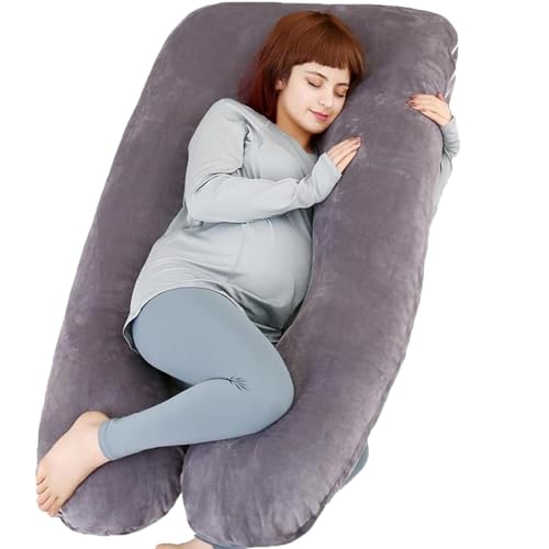 TaiBest Schwangerschaftskissen U-förmiges Ganzkörperkissen,schwangerschaftskissen zum schlafen Kann Rücken, Gesäß und Beine von schwangeren Frauen unterstützen (Polyester, Dunkelgrau)