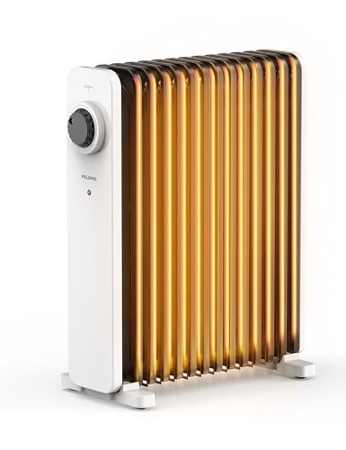 PELONIS Ölradiator 2500W, Mobile Ölradiator Energiesparend 13 Rippen mit Thermostat & 3 Leistungsstufen, Radiator Heizung Elektrisch mit Überhitzungsschutz, Elektro Heizkörper Weiß