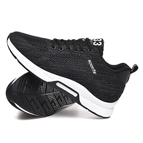 Aufzug Schuhe Herren 2,36 Zoll Elevator Schuhe Schnürhalbschuhe Leichte Atmungsaktiv Anzugschuhe Lace-up Sportschuhe Freizeitschuhe Schwarz 43