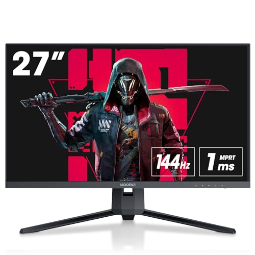 KOORUI 27 Zoll QHD Gaming Monitor 144 Hz, 1ms, DCI-P3 90% Farbumfangs, Adaptive Sync, (2560x1440, HDMI, DisplayPort) schwarz