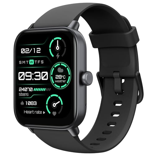 TOOBUR Smartwatch Herren Damen mit Alexa und Telefonfunktion, 1,8' Fitnessuhr mit 100 Sports, 24/7 Puls, Schrittzähler und Fitness-Tracker, IP68 Wasserdicht für Schwimmen, Kompatibel Android iOS