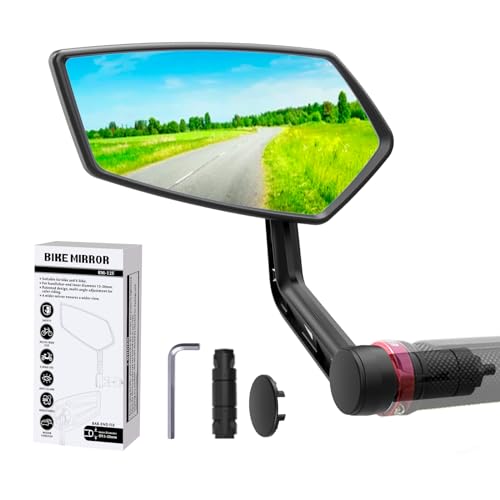 RBRL Extra Große Bar End Fahrradspiegel - Schlagfeste Spiegelfläche Rückspiegel für E-Bike Universal Fahrradrückspiegel (Links)